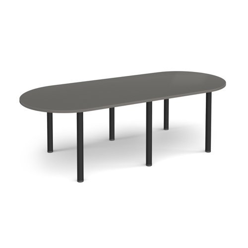 Radial end meeting table 2400mm x 1000mm with 6 black radial legs - Onyx Grey - DRL2400-K-OG