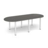 Radial end meeting table 2400mm x 1000mm with 6 silver radial legs - Onyx Grey - DRL2400-S-OG