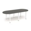 Radial end meeting table 2400mm x 1000mm with 6 white radial legs - Onyx Grey - DRL2400-WH-OG