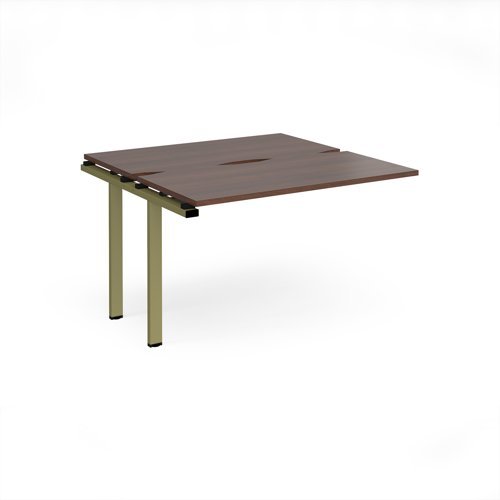 Adapt add on unit single 1200mm x 1200mm - green frame Walnut top - E1212-AB-GN-W