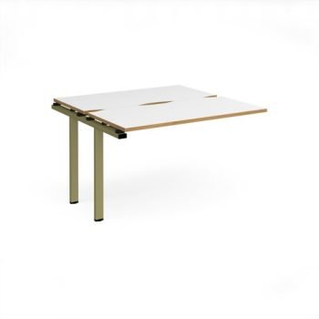 Adapt add on unit single 1200mm x 1200mm - green frame White Top oak edge - E1212-AB-GN-WO