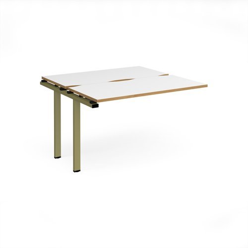 Adapt add on unit single 1200mm x 1200mm - green frame White Top oak edge - E1212-AB-GN-WO