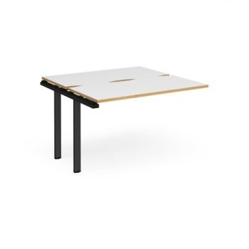 Adapt add on unit single 1200mm x 1200mm - black frame White Top with oak edging - E1212-AB-K-WO