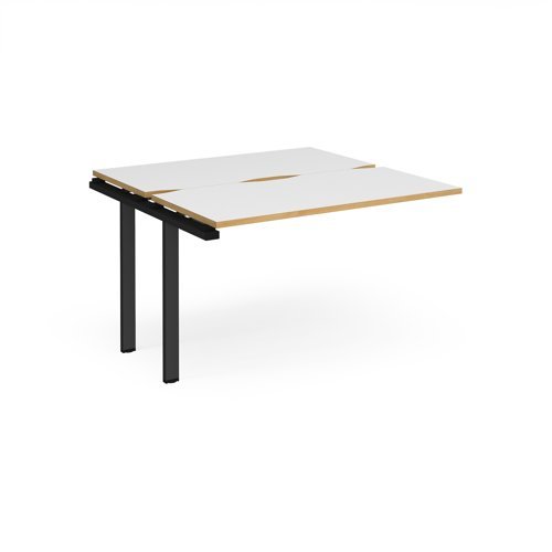 Adapt add on unit single 1200mm x 1200mm - black frame White Top with oak edging - E1212-AB-K-WO