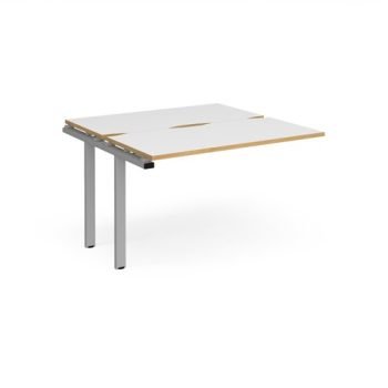 Adapt add on unit single 1200mm x 1200mm - silver frame White Top with oak edging - E1212-AB-S-WO