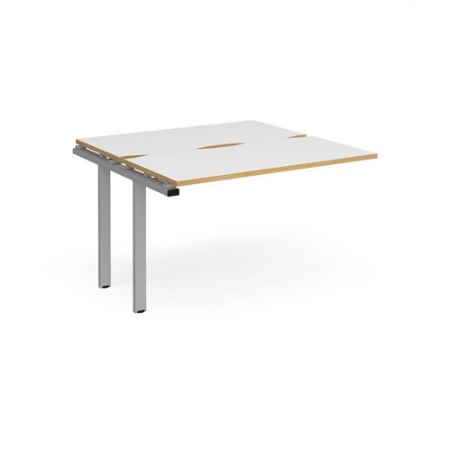 Adapt add on unit single 1200mm x 1200mm - silver frame White Top with oak edging - E1212-AB-S-WO