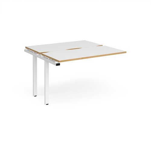 Adapt add on unit single 1200mm x 1200mm - white frame White Top with oak edging - E1212-AB-WH-WO