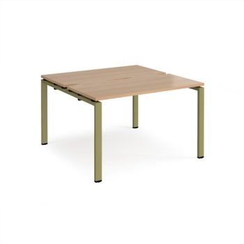 Adapt back to back desks 1200mm x 1200mm - green frame Beech top - E1212-GN-B
