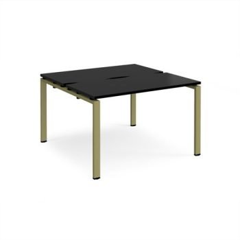 Adapt back to back desks 1200mm x 1200mm - green frame black top - E1212-GN-BK