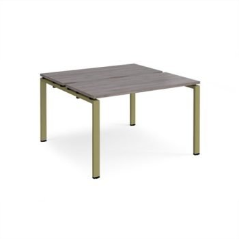 Adapt back to back desks 1200mm x 1200mm - green frame Grey Oak Top - E1212-GN-GO