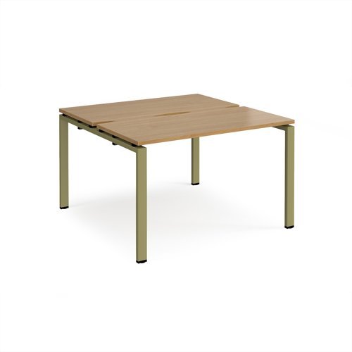 Adapt back to back desks 1200mm x 1200mm - green frame Oak Top - E1212-GN-O