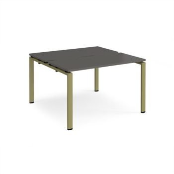 Adapt back to back desks 1200mm x 1200mm - green frame storm grey top - E1212-GN-OG