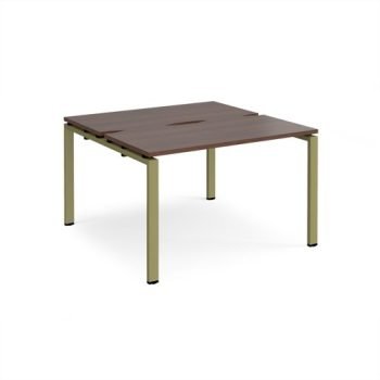 Adapt back to back desks 1200mm x 1200mm - green frame Walnut top - E1212-GN-W