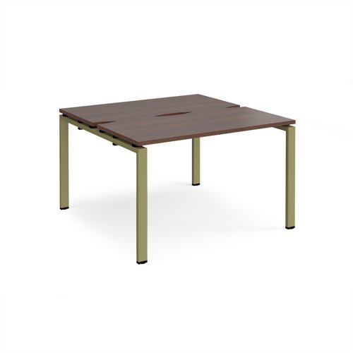 Adapt back to back desks 1200mm x 1200mm - green frame Walnut top - E1212-GN-W