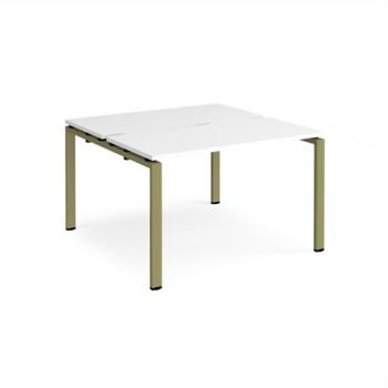 Adapt back to back desks 1200mm x 1200mm - green frame White Top - E1212-GN-WH
