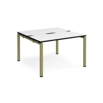 Adapt back to back desks 1200mm x 1200mm - green frame White Top black edge - E1212-GN-WK
