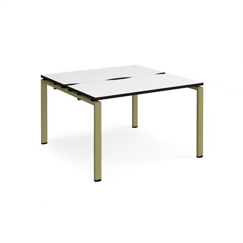 Adapt back to back desks 1200mm x 1200mm - green frame White Top black edge - E1212-GN-WK