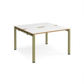 Adapt back to back desks 1200mm x 1200mm - green frame White Top oak edge - E1212-GN-WO