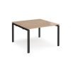 Adapt back to back desks 1200mm x 1200mm - black frame Beech top - E1212-K-B