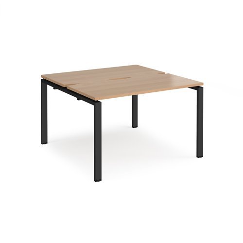 Adapt back to back desks 1200mm x 1200mm - black frame Beech top - E1212-K-B