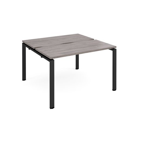 Adapt back to back desks 1200mm x 1200mm - black frame Grey Oak Top - E1212-K-GO