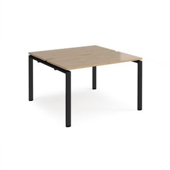 Adapt back to back desks 1200mm x 1200mm - black frame Kendal Oak Top - E1212-K-KO