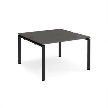 Adapt back to back desks 1200mm x 1200mm - black frame storm grey top - E1212-K-OG