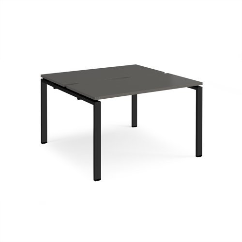 Adapt back to back desks 1200mm x 1200mm - black frame storm grey top - E1212-K-OG
