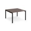 Adapt back to back desks 1200mm x 1200mm - black frame Walnut top - E1212-K-W