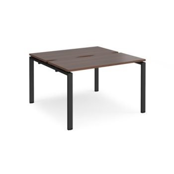 Adapt back to back desks 1200mm x 1200mm - black frame Walnut top - E1212-K-W