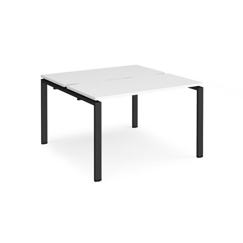 Adapt back to back desks 1200mm x 1200mm - black frame White Top - E1212-K-WH