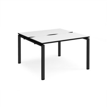 Adapt back to back desks 1200mm x 1200mm - black frame White Top black edge - E1212-K-WK