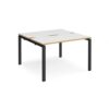 Adapt back to back desks 1200mm x 1200mm - black frame White Top with oak edging - E1212-K-WO