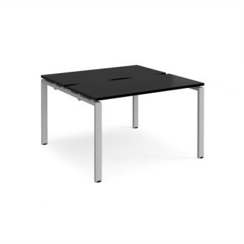Adapt back to back desks 1200mm x 1200mm - silver frame black top - E1212-S-BK