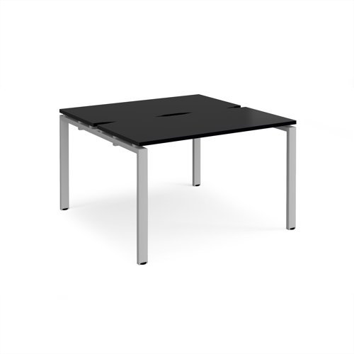 Adapt back to back desks 1200mm x 1200mm - silver frame black top - E1212-S-BK