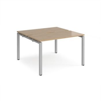 Adapt back to back desks 1200mm x 1200mm - silver frame Kendal Oak Top - E1212-S-KO