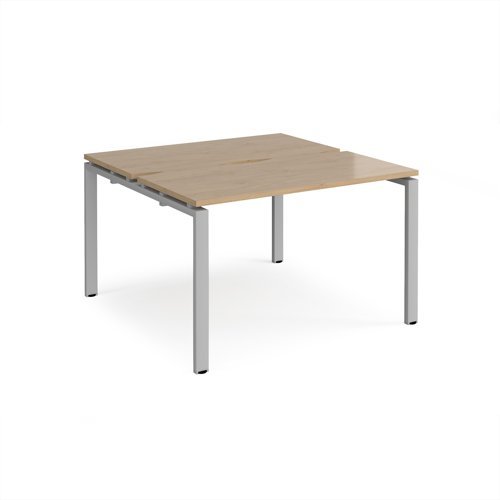 Adapt back to back desks 1200mm x 1200mm - silver frame Kendal Oak Top - E1212-S-KO