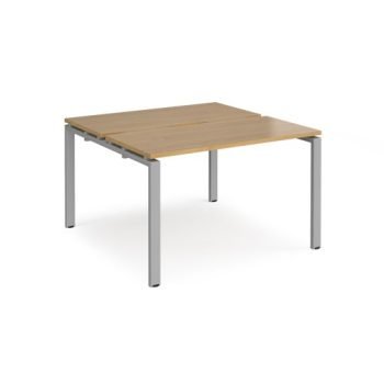 Adapt back to back desks 1200mm x 1200mm - silver frame Oak Top - E1212-S-O