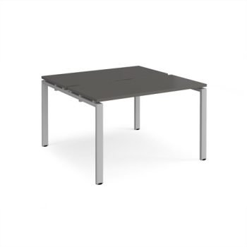Adapt back to back desks 1200mm x 1200mm - silver frame storm grey top - E1212-S-OG