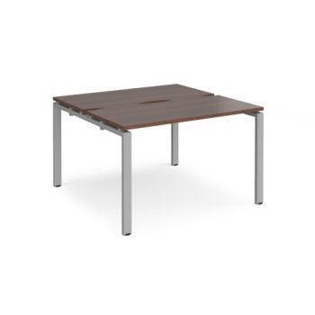 Adapt back to back desks 1200mm x 1200mm - silver frame Walnut top - E1212-S-W