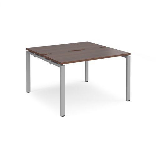 Adapt back to back desks 1200mm x 1200mm - silver frame Walnut top - E1212-S-W
