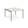 Adapt back to back desks 1200mm x 1200mm - silver frame White Top with oak edging - E1212-S-WO
