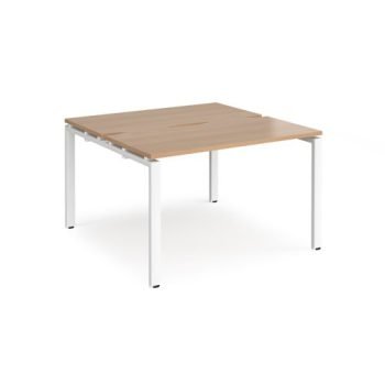 Adapt back to back desks 1200mm x 1200mm - white frame Beech top - E1212-WH-B