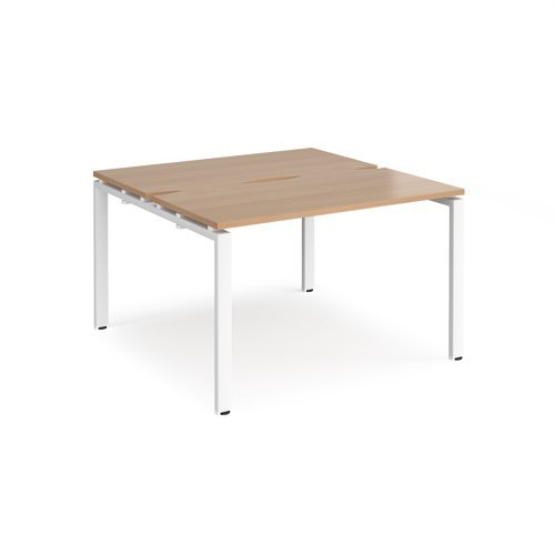 Adapt back to back desks 1200mm x 1200mm - white frame Beech top - E1212-WH-B