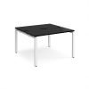 Adapt back to back desks 1200mm x 1200mm - white frame black top - E1212-WH-BK