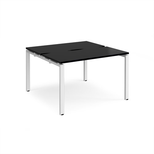 Adapt back to back desks 1200mm x 1200mm - white frame black top - E1212-WH-BK