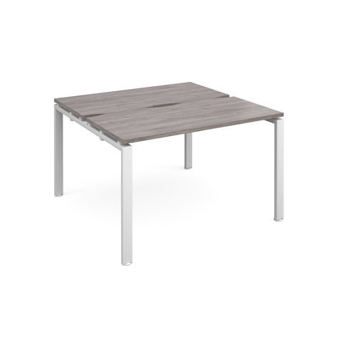 Adapt back to back desks 1200mm x 1200mm - white frame Grey Oak Top - E1212-WH-GO