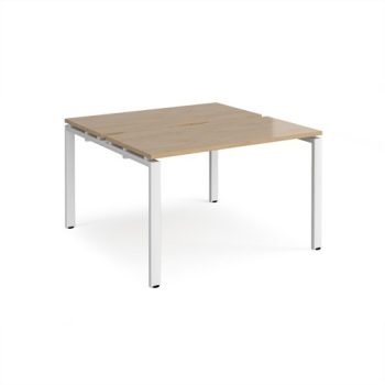 Adapt back to back desks 1200mm x 1200mm - white frame Kendal Oak Top - E1212-WH-KO