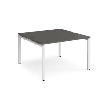 Adapt back to back desks 1200mm x 1200mm - white frame storm grey top - E1212-WH-OG