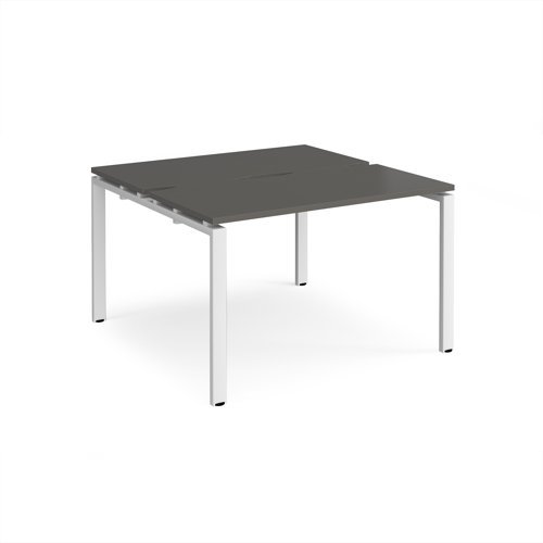 Adapt back to back desks 1200mm x 1200mm - white frame storm grey top - E1212-WH-OG